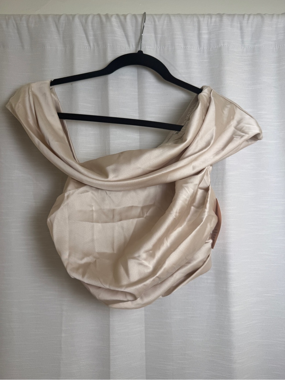 SHEIN Champagne Satin One Shoulder Off Shoulder Crop Top | NWT Size XS - Picture 4 of 10